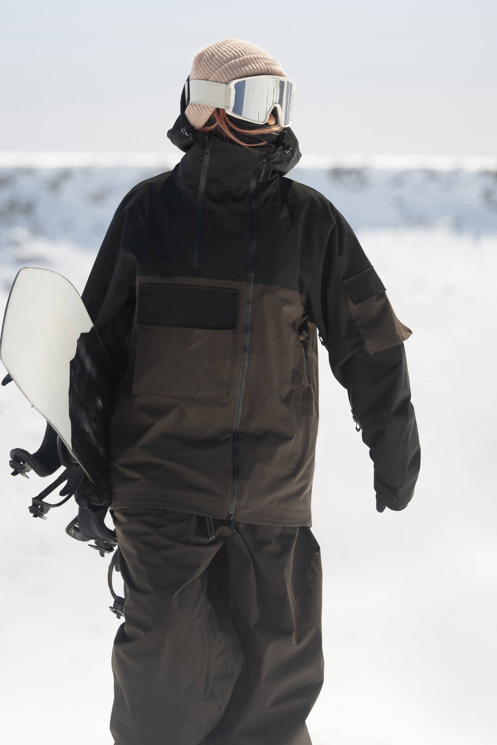 Women's Black Asym-Zip Multi-Pocket Ski Jacket Utility Waterproof Snow Jacket