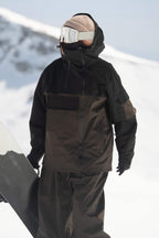 Women's Green & Black Asym-Zip Snow Jacket Utility Pocket Waterproof Ski Jacket - Gsou Snow