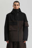 Men's Black & Coffee Asym-Zip Snow Jacket Utility Pocket Waterproof Ski Jacket - Gsou Snow