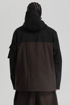 Men's Black & Coffee Asym-Zip Snow Jacket Utility Pocket Waterproof Ski Jacket - Gsou Snow
