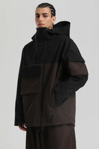 Men's Green & Black Asym-Zip Snow Jacket Utility Pocket Waterproof Ski Jacket - Gsou Snow