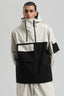 Men's White & Black Asym-Zip Snow Jacket Utility Pocket Waterproof Ski Jacket - Gsou Snow