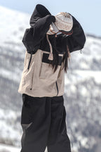 Women's Off White Asym-Zip Multi-Pocket Ski Jacket Utility Waterproof Snow Jacket