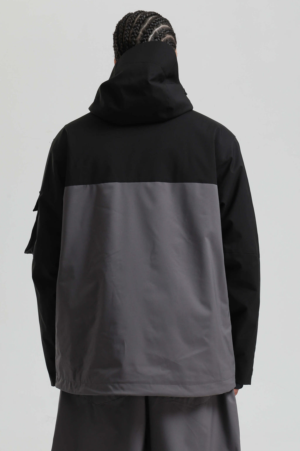 Men's Black & Grey Asym-Zip Snow Jacket Utility Pocket Waterproof Ski Jacket - Gsou Snow