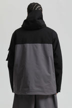 Men's Black & Grey Asym-Zip Snow Jacket Utility Pocket Waterproof Ski Jacket - Gsou Snow