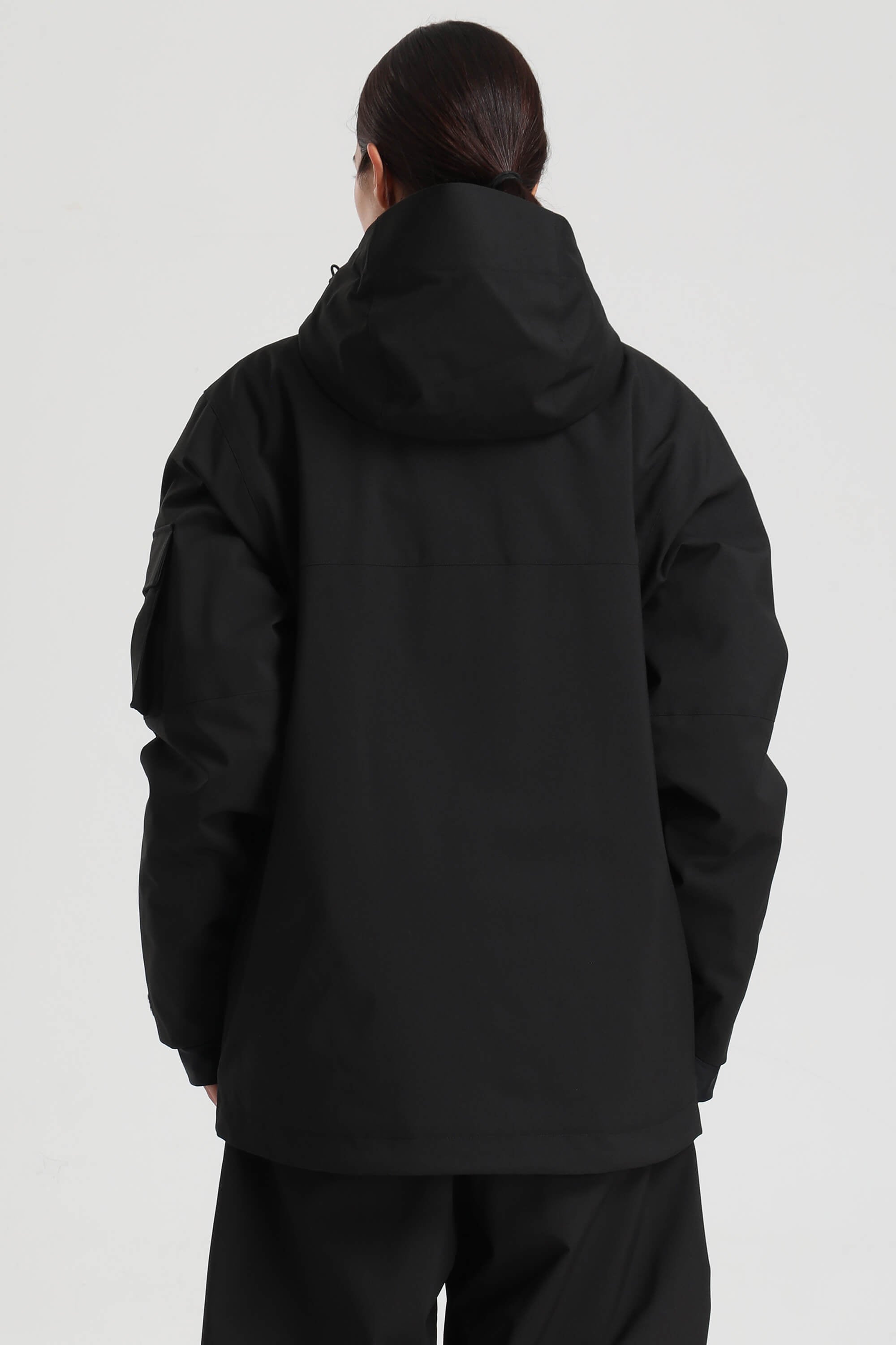 Women's Black Asym-Zip Utility Snow Jacket Pocket Waterproof Ski Jacket - Gsou Snow