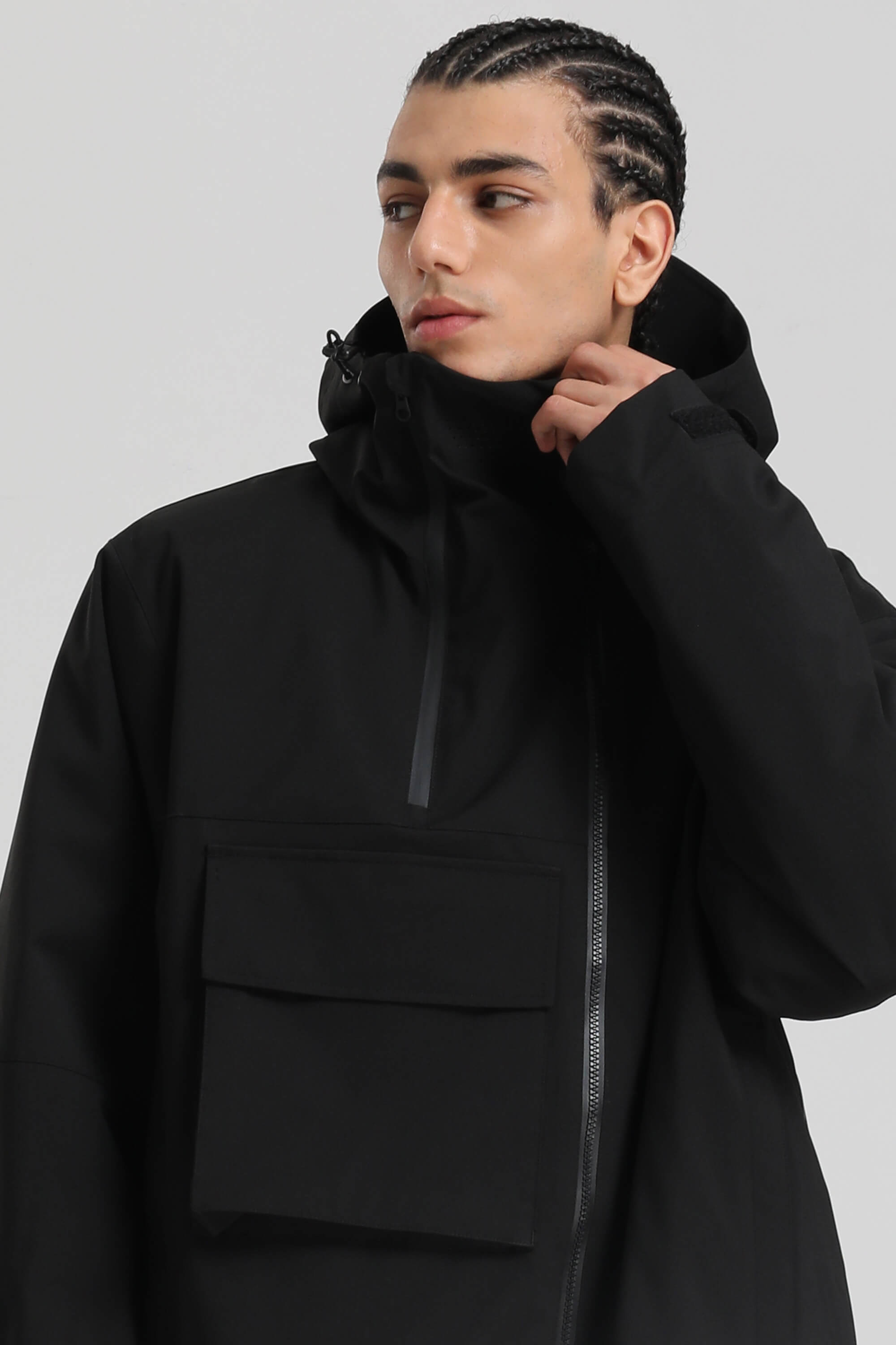Men's Black Asym-Zip Multi-Pocket Ski Jacket Utility Waterproof Snow Jacket Secondary image