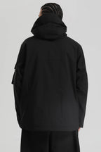 Men's Black Asym-Zip Utility Snow Jacket Pocket Waterproof Ski Jacket - Gsou Snow