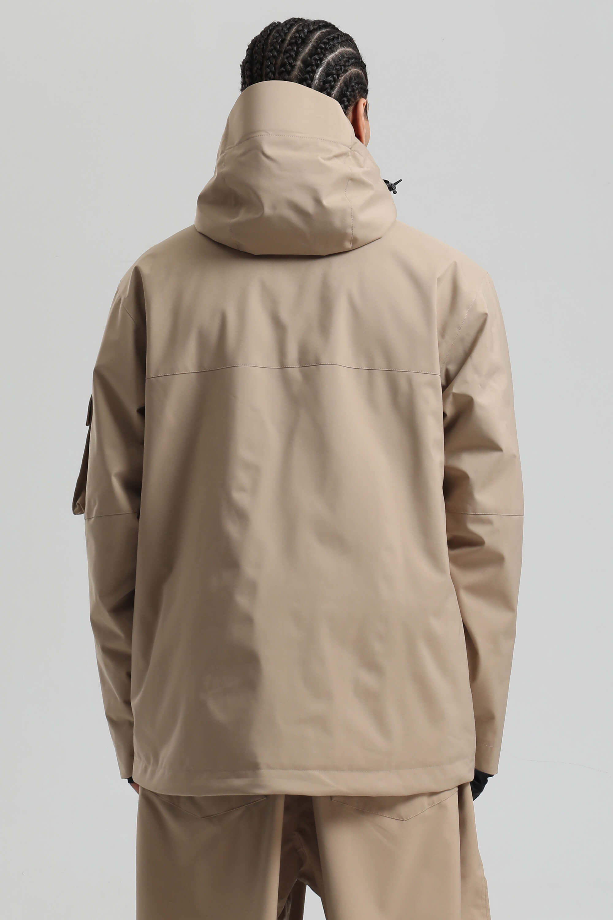 Men's Khaki Asym-Zip Utility Snow Jacket Pocket Waterproof Ski Jacket - Gsou Snow