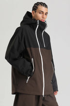 Men's Black Asym-Zip Face-Vent Ski Jacket Waterproof Insulated Snow Jacket