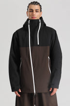 Men's Khaki Asym-Zip Face-Vent Ski Jacket Waterproof Insulated Snow Jacket