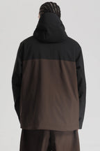Men's Black & Coffee Face Vent Asym-Zip Snow Jacket Waterproof Insulated Ski Jacket - Gsou Snow
