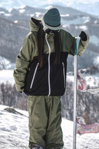Women's Black & Coffee Asym-Zip Face-Vent Ski Jacket Waterproof Insulated Snow Jacket