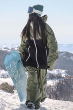 Women's Black Asym-Zip Face-Vent Ski Jacket Waterproof Insulated Snow Jacket