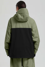 Women's Green & Black Face Vent Asym-Zip Snow Jacket Waterproof Insulated Ski Jacket - Gsou Snow