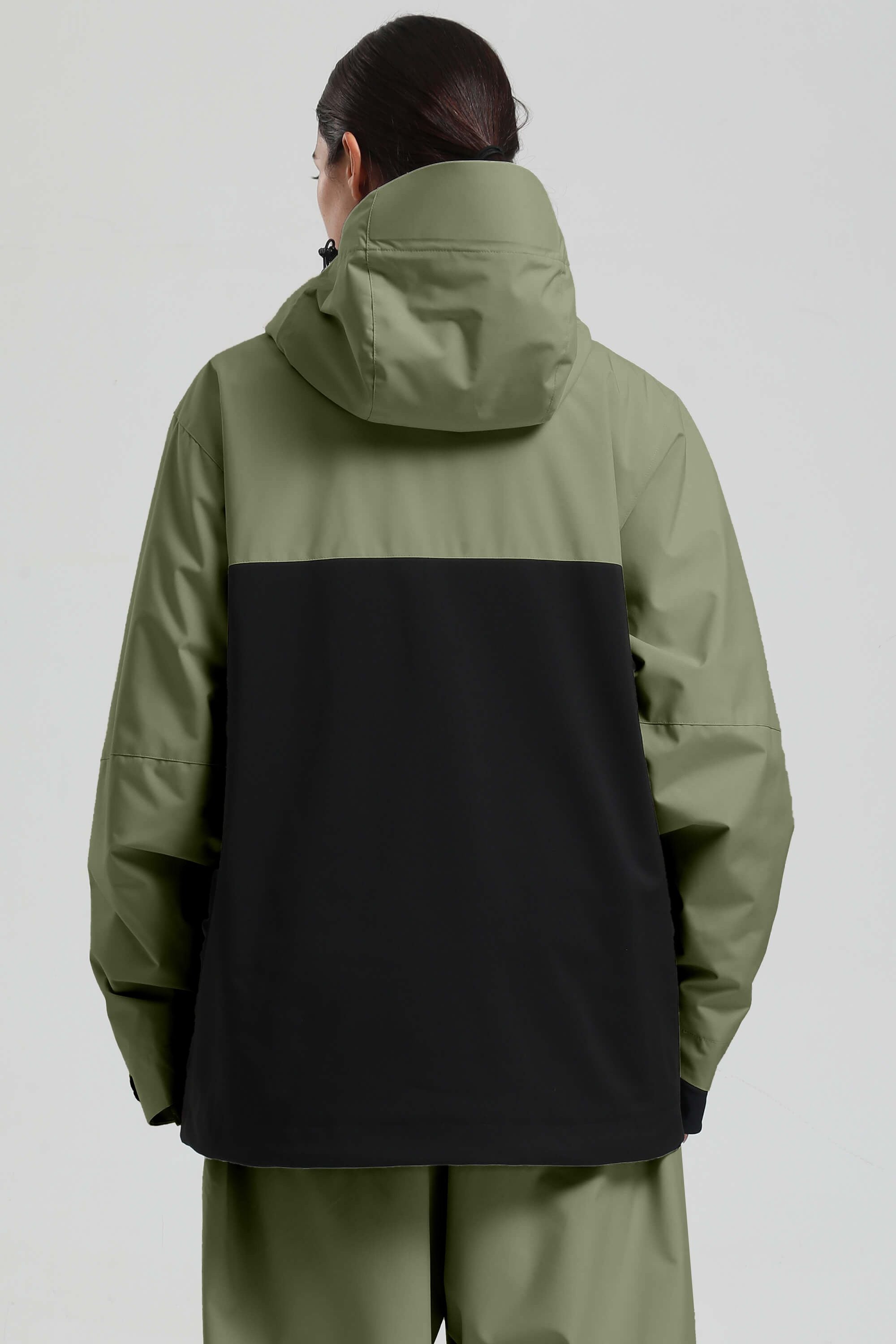 Women's Green & Black Face Vent Asym-Zip Snow Jacket Waterproof Insulated Ski Jacket - Gsou Snow