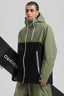 Men's Green & Black Face Vent Asym-Zip Snow Jacket Waterproof Insulated Ski Jacket - Gsou Snow