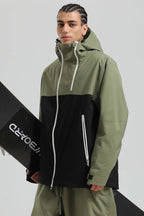 Men's Black & Grey Asym-Zip Face-Vent Ski Jacket Waterproof Insulated Snow Jacket