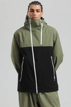 Men's Off White Asym-Zip Face-Vent Ski Jacket Waterproof Insulated Snow Jacket