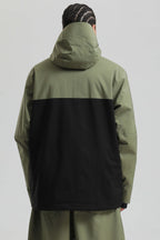 Men's Green & Black Face Vent Asym-Zip Snow Jacket Waterproof Insulated Ski Jacket - Gsou Snow