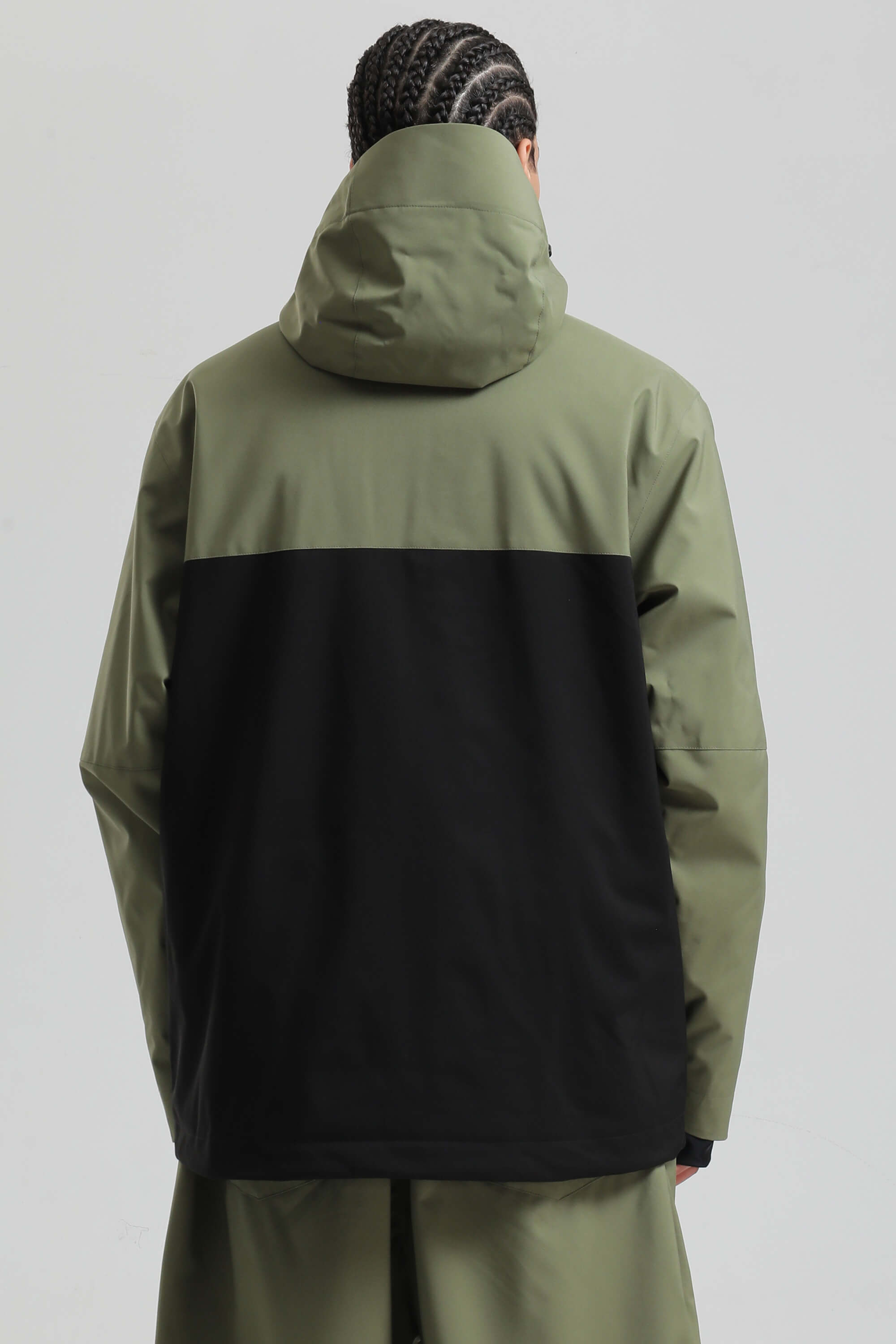 Men's Green & Black Face Vent Asym-Zip Snow Jacket Waterproof Insulated Ski Jacket - Gsou Snow