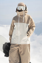Women's Black & Coffee Asym-Zip Face-Vent Ski Jacket Waterproof Insulated Snow Jacket