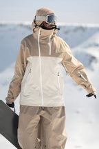 Women's Off White Face Vent Asym-Zip Snow Jacket Waterproof Insulated Ski Jacket - Gsou Snow
