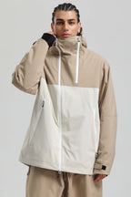 Men's White & Black Asym-Zip Face-Vent Ski Jacket Waterproof Insulated Snow Jacket