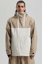 Men's Khaki & White Face Vent Asym-Zip Snow Jacket Waterproof Insulated Ski Jacket - Gsou Snow