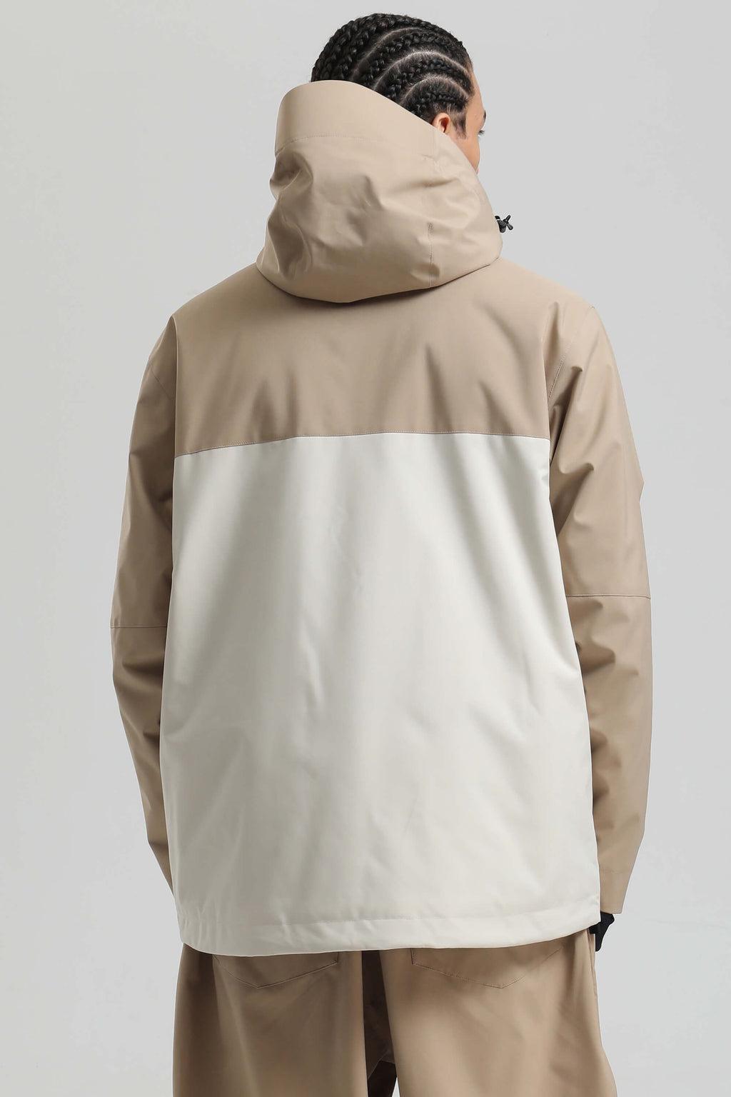 Men's Khaki & White Face Vent Asym-Zip Snow Jacket Waterproof Insulated Ski Jacket - Gsou Snow
