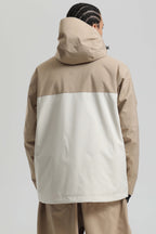 Men's Khaki & White Face Vent Asym-Zip Snow Jacket Waterproof Insulated Ski Jacket - Gsou Snow