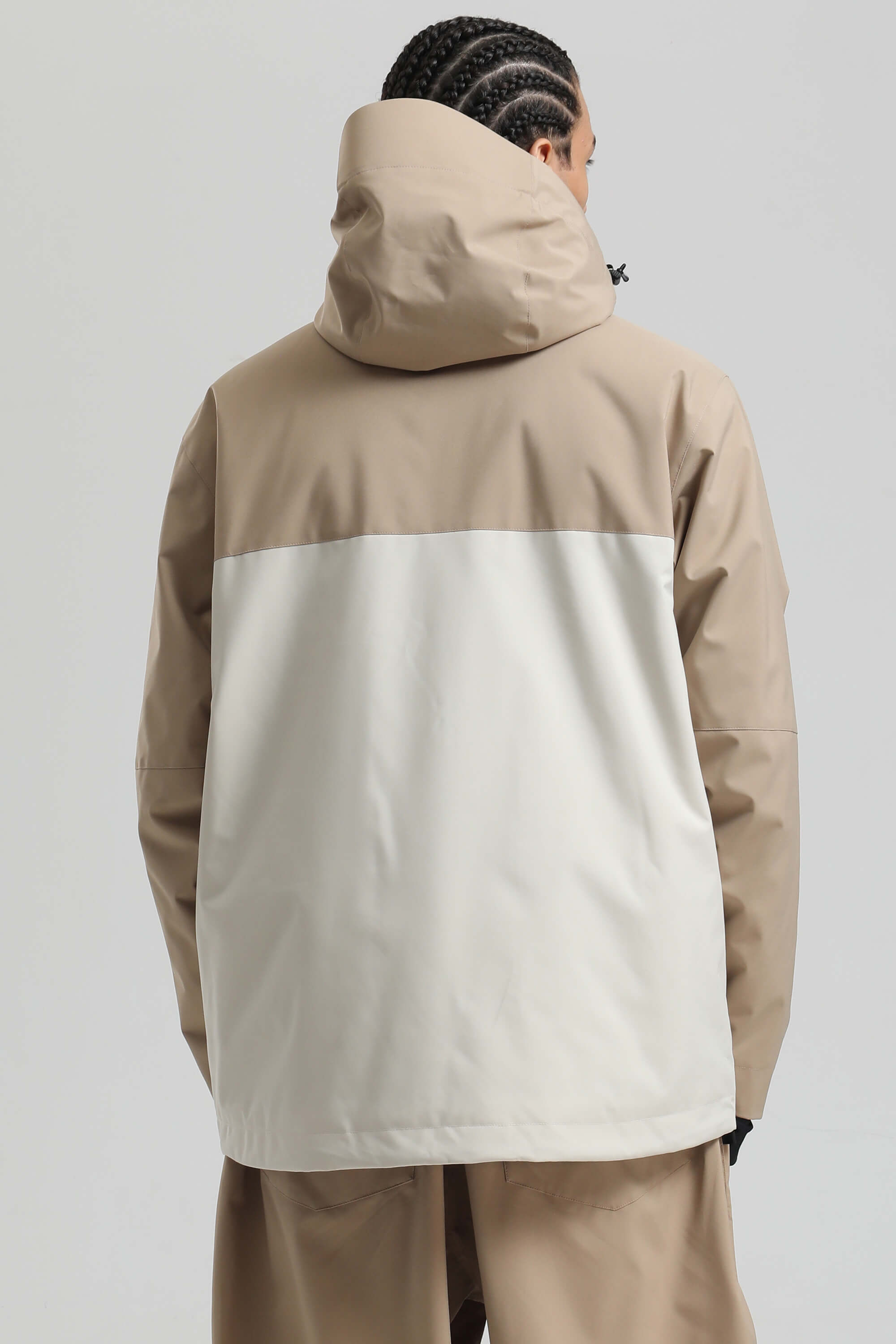 Men's Khaki & White Face Vent Asym-Zip Snow Jacket Waterproof Insulated Ski Jacket - Gsou Snow