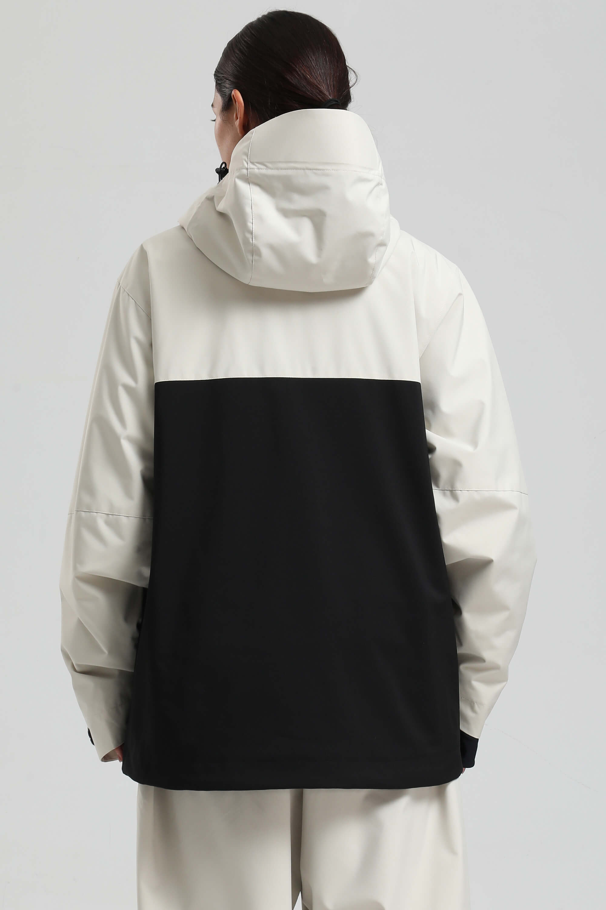 Women's White & Black Face Vent Asym-Zip Snow Jacket Waterproof Insulated Ski Jacket - Gsou Snow