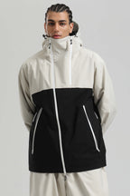 Men's Black & Khaki Asym-Zip Face-Vent Ski Jacket Waterproof Insulated Snow Jacket
