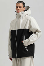 Men's Khaki Asym-Zip Face-Vent Ski Jacket Waterproof Insulated Snow Jacket