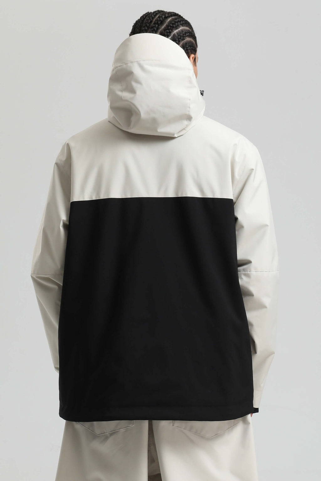 Men's White & Black Face Vent Asym-Zip Snow Jacket Waterproof Insulated Ski Jacket - Gsou Snow
