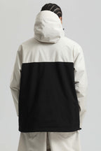 Men's White & Black Face Vent Asym-Zip Snow Jacket Waterproof Insulated Ski Jacket - Gsou Snow