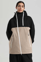 Women's Green & Black Asym-Zip Face-Vent Ski Jacket Waterproof Insulated Snow Jacket
