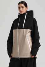 Women's Khaki Asym-Zip Face-Vent Ski Jacket Waterproof Insulated Snow Jacket