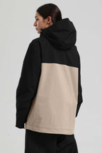 Women's Black & Khaki Face Vent Asym-Zip Snow Jacket Waterproof Insulated Ski Jacket - Gsou Snow