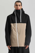 Men's Black & Grey Asym-Zip Face-Vent Ski Jacket Waterproof Insulated Snow Jacket