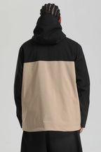 Men's Black & Khaki Face Vent Asym-Zip Snow Jacket Waterproof Insulated Ski Jacket - Gsou Snow