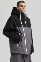Men's Black & Coffee Asym-Zip Face-Vent Ski Jacket Waterproof Insulated Snow Jacket