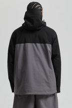 Men's Black & Grey Face Vent Asym-Zip Snow Jacket Waterproof Insulated Ski Jacket - Gsou Snow