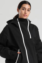 Women's Black Face Vent Asym-Zip Snow Jacket Waterproof Insulated Ski Jacket - Gsou Snow