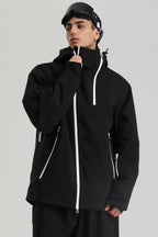 Men's Off White Asym-Zip Face-Vent Ski Jacket Waterproof Insulated Snow Jacket