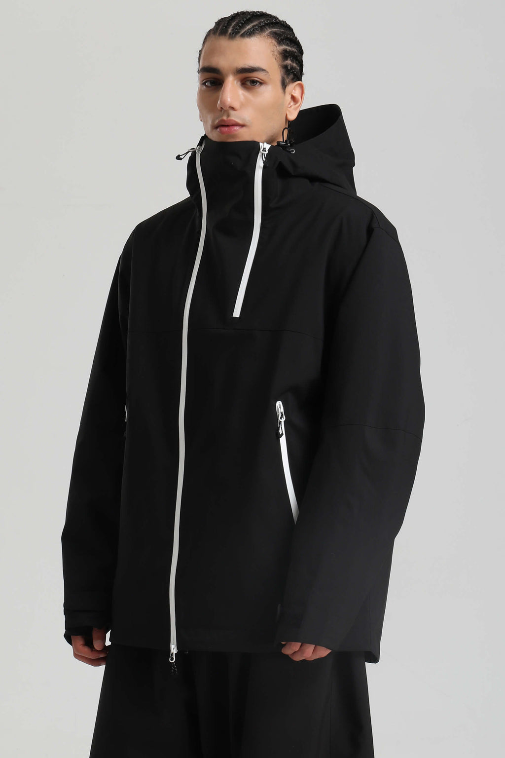 Men's Black Face Vent Asym-Zip Snow Jacket Waterproof Insulated Ski Jacket - Gsou Snow