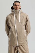 Men's Black Asym-Zip Face-Vent Ski Jacket Waterproof Insulated Snow Jacket