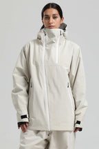 Women's Off White Face Vent Asym-Zip Snow Jacket Waterproof Insulated Ski Jacket - Gsou Snow