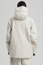 Women's Off White Face Vent Asym-Zip Snow Jacket Waterproof Insulated Ski Jacket - Gsou Snow